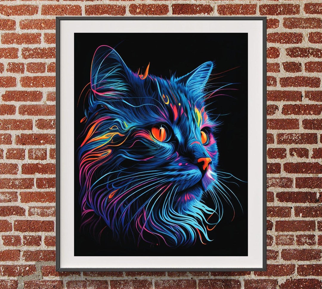 Cute Cat Wall Art Printable Cat Illustration for Cat Lover Etsy