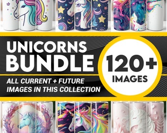 Unicorn Bundle 3D Tumbler Wrap Sublimation 20oz Tumbler Sublimation Design Mythical, POD Digital Download Lifetime Access Print On Demand