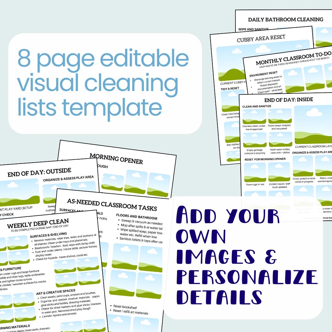 Visual Cleaning Checklists – Editable Canva Template, 8 Pages (digital ...