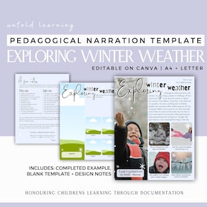Winter Weather Learning Story Template | Editable Canva ECE Documentation (A4 & Letter)