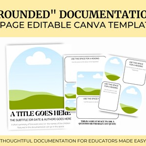 6 page early learning template | &quot;Rounded documentation&quot; simple pedagogical narration, emergent curriculum classroom | editable canva ECE