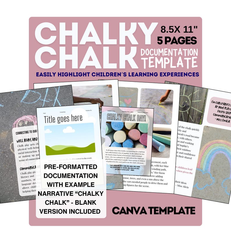 Modèle de documentation de classe inspiré de Reggio | Thème à la craie (modifiable sur toile) image 1
