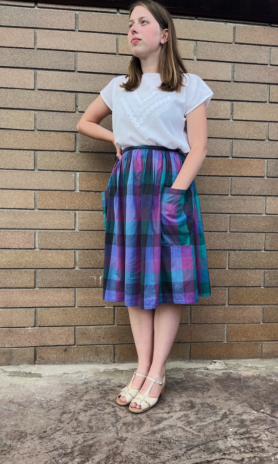 Purple plaid skirt 9mm hot sale