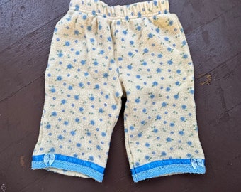 Vintage kids baby ribbed floral lace ribbon pants sz 6-9 months