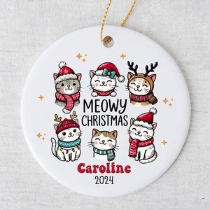 Funny Personalized Meowy Christmas 2024 Ornament, Cute Kitten Christmas Ornament, 2024 Cat Ornament, Hilarious Cat Lover Gift, Pets