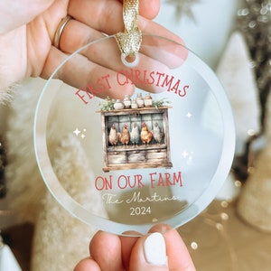 Personalized First Christmas On Our Farm Ornament, Our First Home Ornament, Custom Watercolor House Christmas Ornament,Personalized Ornament