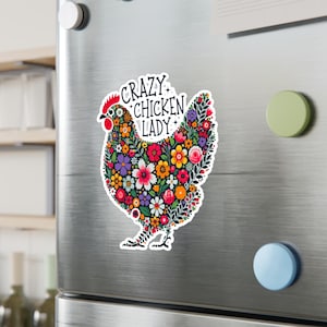 Funny Crazy Chicken Lady Kiss-Cut Vinyl Decal Sticker, Farmhouse Decor, Chicken Coop Sign, Laptop Decal, Water Bottle Sticker, Car Decal