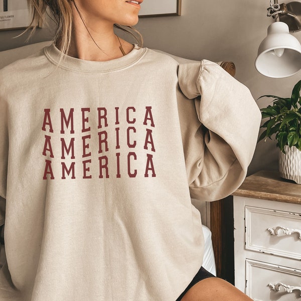 Retro America Sweatshirt, 4th Of July Sweatshirt, Patriotic USA Gift, Stars & Stripes Sweatshirt, Red White Blue Sweatshirt, USA Sweatshirt