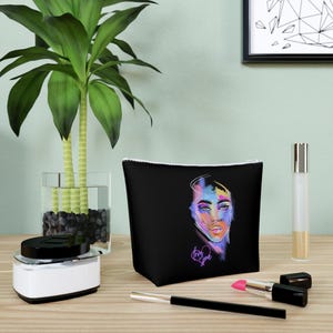 Cotton Cosmetic Bag with vibrant design, Love You, Trendy Accessory Bag, Makeup Bag
