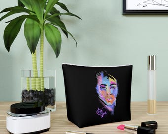 Bolsa de cosméticos de algodón con diseño vibrante, Love You, bolsa de accesorios de moda, bolsa de maquillaje