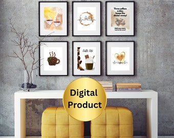 Arte de la pared del café, decoración imprimible, mezclar y combinar decoración de café imprimible