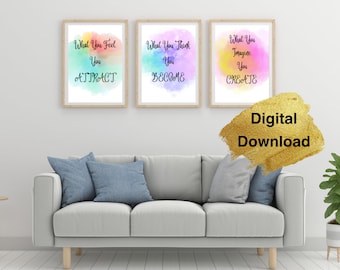 Arte de pared inspirador / Arte de pared imprimible / Arte de pared motivacional / Arte de pared de 3 piezas