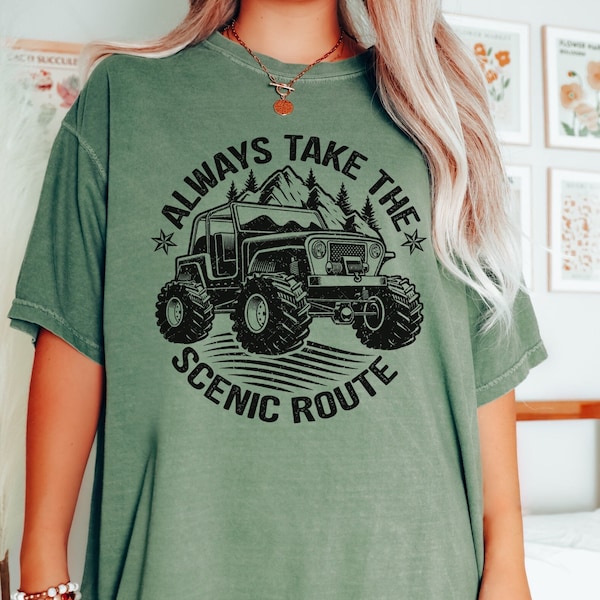 Comfort Colors Scenic Route Offroad T-Shirt, 4x4 Shirt, Men's or Women's Offroading Tee, Outdoorsy Gift, 4WD Shirt, US Offroad Shirt