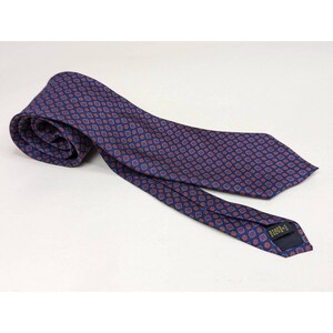 Aquascutum London Mens Tie Necktie Red Blue Geometric Tied Woven Classic