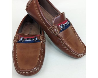 Bruno Marc Boys Mocasín Casual Marrón Rojo Moc Toe Low Top Slip On Dress Zapato 12