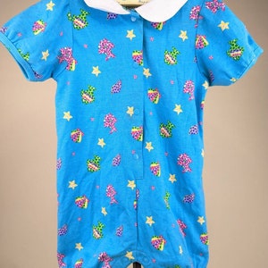 Vintage 90s Simply Basic Romper Baby Girls Under the Sea Ocean Jumper 24mo Blue