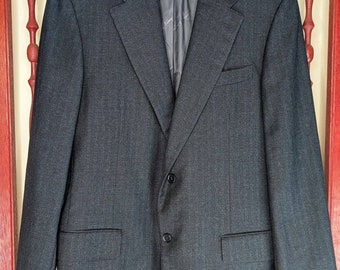 Vtg Salvatore Ferragamo Black Suit Jacket Blazer Wool Size 52L Pinstripe 2Button