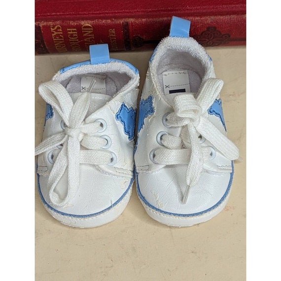 Vintage Teddy Bear Baby Gap Boys Crib Shoes White… - image 4