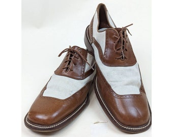 Vintage Belvedere Florence Hombres Oxford Zapatos de Vestir Marrón Cuero Vero Cuoio 11M