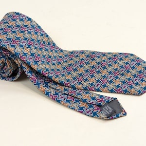 Vintage Bert Pulitzer Men&#39;s Tie Silk Designer Hand Finished Necktie USA Multi