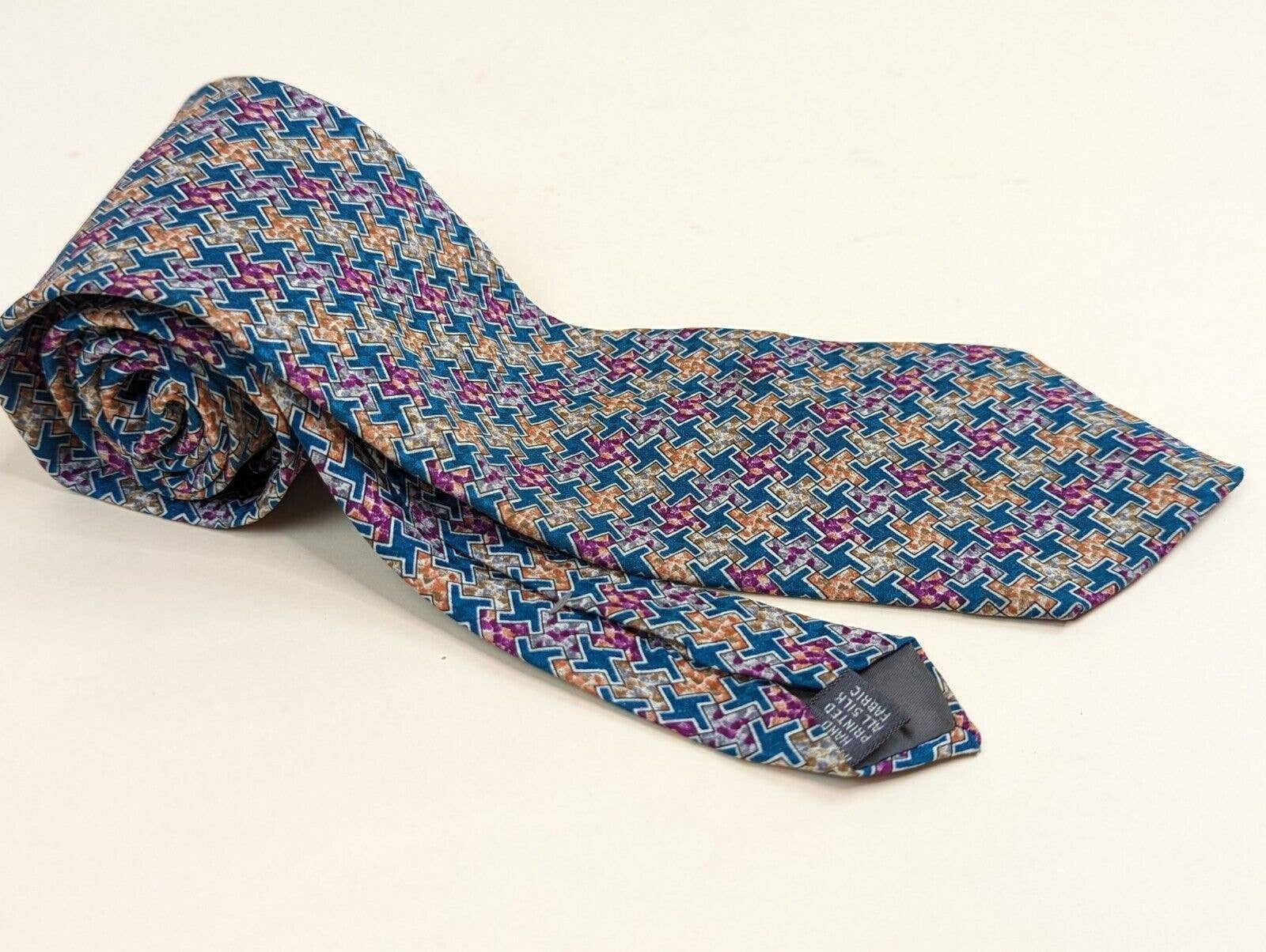 Cravate Vintage Bert Pulitzer - Soie 100% - Motif Géométrique Noir - Édition Collectionneur USA
