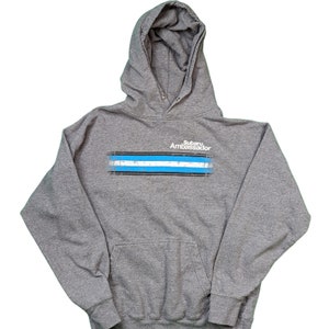 Vintage Subaru Ambassador Car Men&#39;s Large Gray Hoodie Sweatshirt MV SPORT Stripe