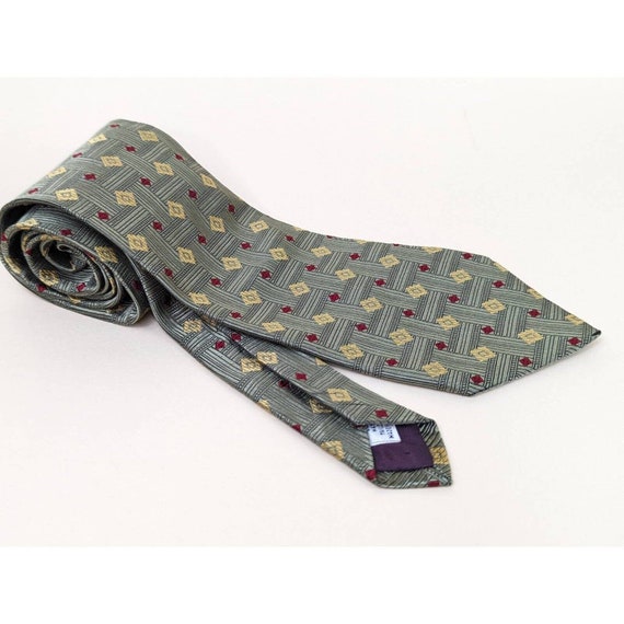 Vintage Mens Paul Fredrick Tie Necktie Green Yell… - image 1