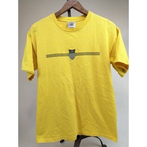 Vintage 90s Mens Adidas T-Shirt Yellow Black &quot;To Serve Athletes&quot; USA Sz S Shirt
