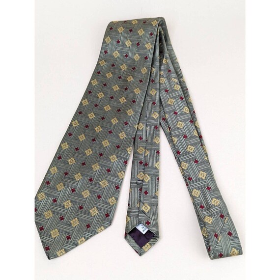 Vintage Mens Paul Fredrick Tie Necktie Green Yell… - image 2