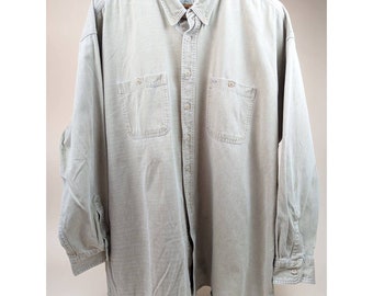 Vintage Shelter Island Outfitters Mens Button Down Shirt Beige Big & Tall 3X