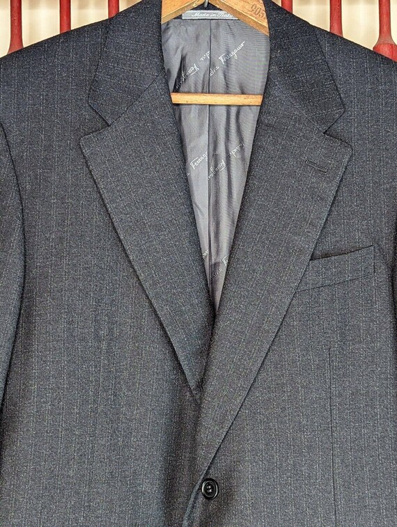 大きいサイズ サルヴァトーレフェラガモ テーラードジャケット 46 XL 黒 ヴィンテージ サルヴァトーレ フェラガモ ブラック スーツ