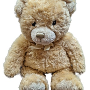 Vintage ANIMAL ALLEY Gold Yellow Teddy Bear Tan Fuzzy 9&quot; Toys r us 17504 0364