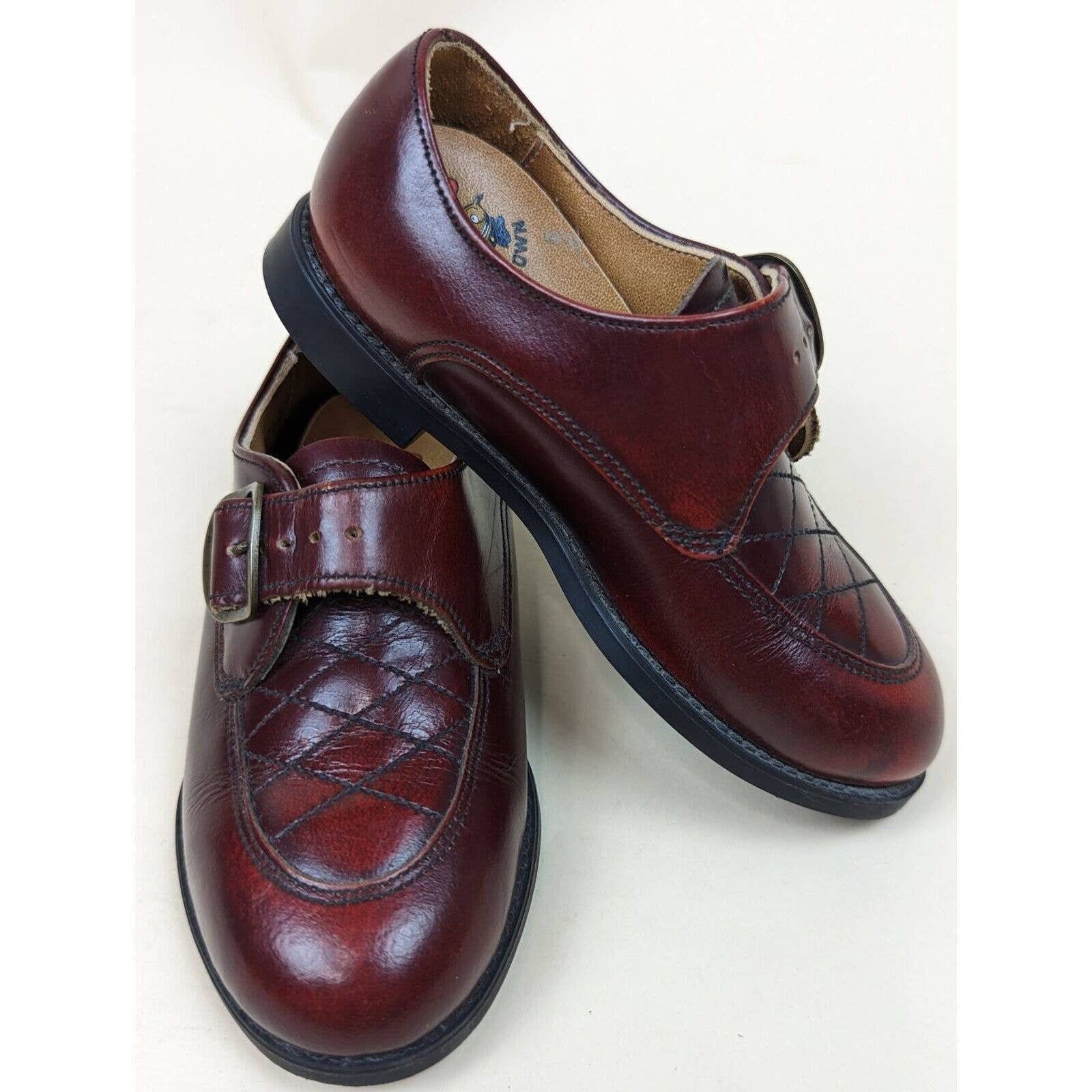 Buster Brown Boys David Oxford Dress Cordovan Leather Monk Strap Stitching 7D