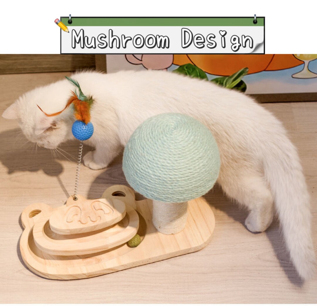 Mushroom Cat Scratching Postwood Cat Scratcher Cat Scratcher Etsy