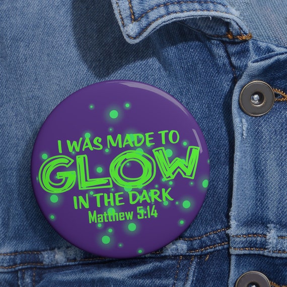 Christian Jesus Metal Pin Button, Glow in the Dark, Christening Gift