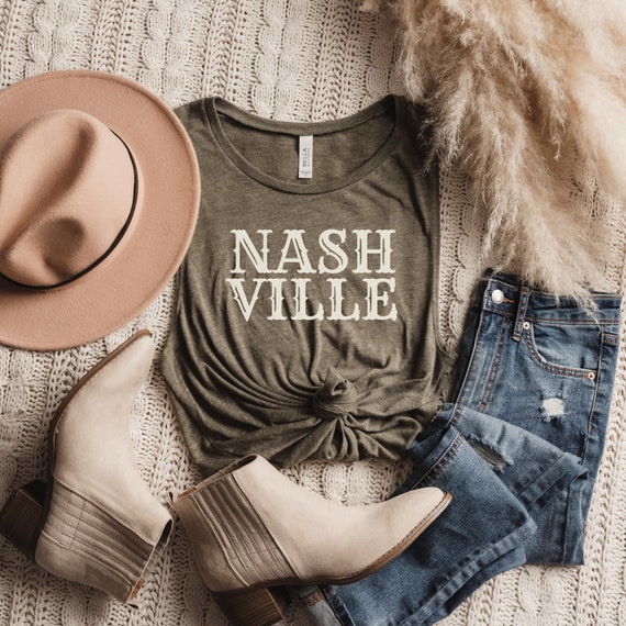 NASHVILLE Women's Flowy Scoop Muscle Tank, Nashville Shirt, Nashville Graphic Tee, Western Tank Top, Nash Bash, Nashville Outfit, Girls Trip