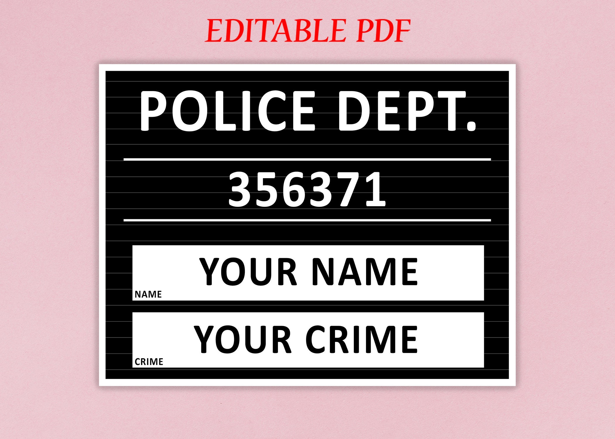 mugshot name board template