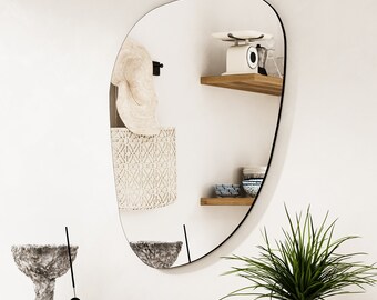 Irregular Wall Mirror, Frameless Asymmetrical Mirror for Modern Boho Minimalist Decor, Bathroom Bedroom Living Room Mirror for Wall