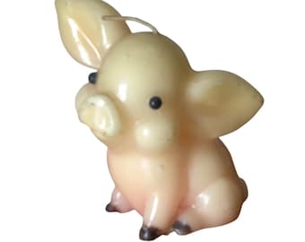 Vintage Pig Shaped Candle Pink Cream Animal Novelty Decorative Unburned Wax