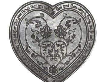 Plato de amistad con forma de corazón de metal Carson States, bandeja de aluminio estilo peltre 11784