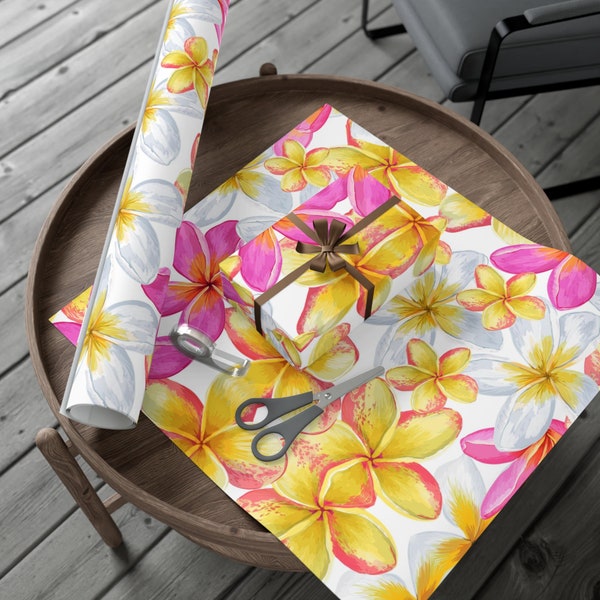 Tropical Gift Aloha Plumeria Wrap Paper Hawaiian Flowers Gift Wrapping Tissue Pineapple Aloha Island Wrap Paper 3sizes Matte Satin Finish