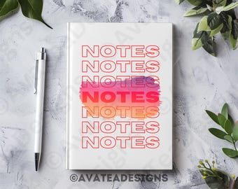 Hardcover Lined Journal: 'Notes' Stacked Design, 5x7