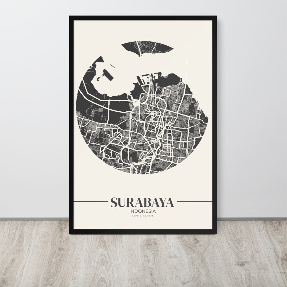Printable Surabaya City Map Poster High resolution Digital Download