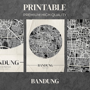 Printable Bandung City Map Poster - High-Resolution Digital Download Wall Art