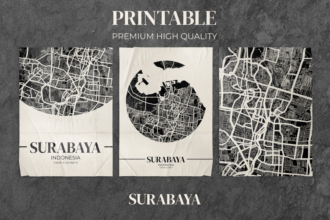 Printable Surabaya City Map Poster High resolution Digital Download
