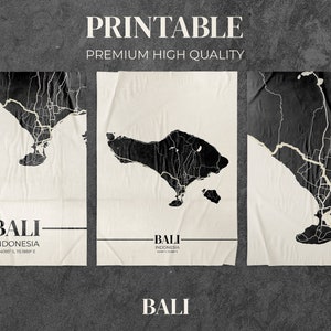 Printable Bali Island Map Poster - High-Resolution Digital Download Wall Art