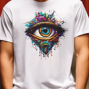 Psychedelic Eye T-Shirt Trippy Rainbow Vision Tee, Colorful Third Eye Shirt, Festival Art Tee, Unisex Spiritual Shirt, Eye Graphic Shirt