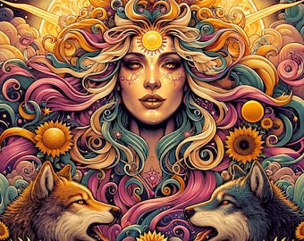 Art Deco The Sun Tarot Card Print: Mystical Celestial Wall Art (Digital Download)