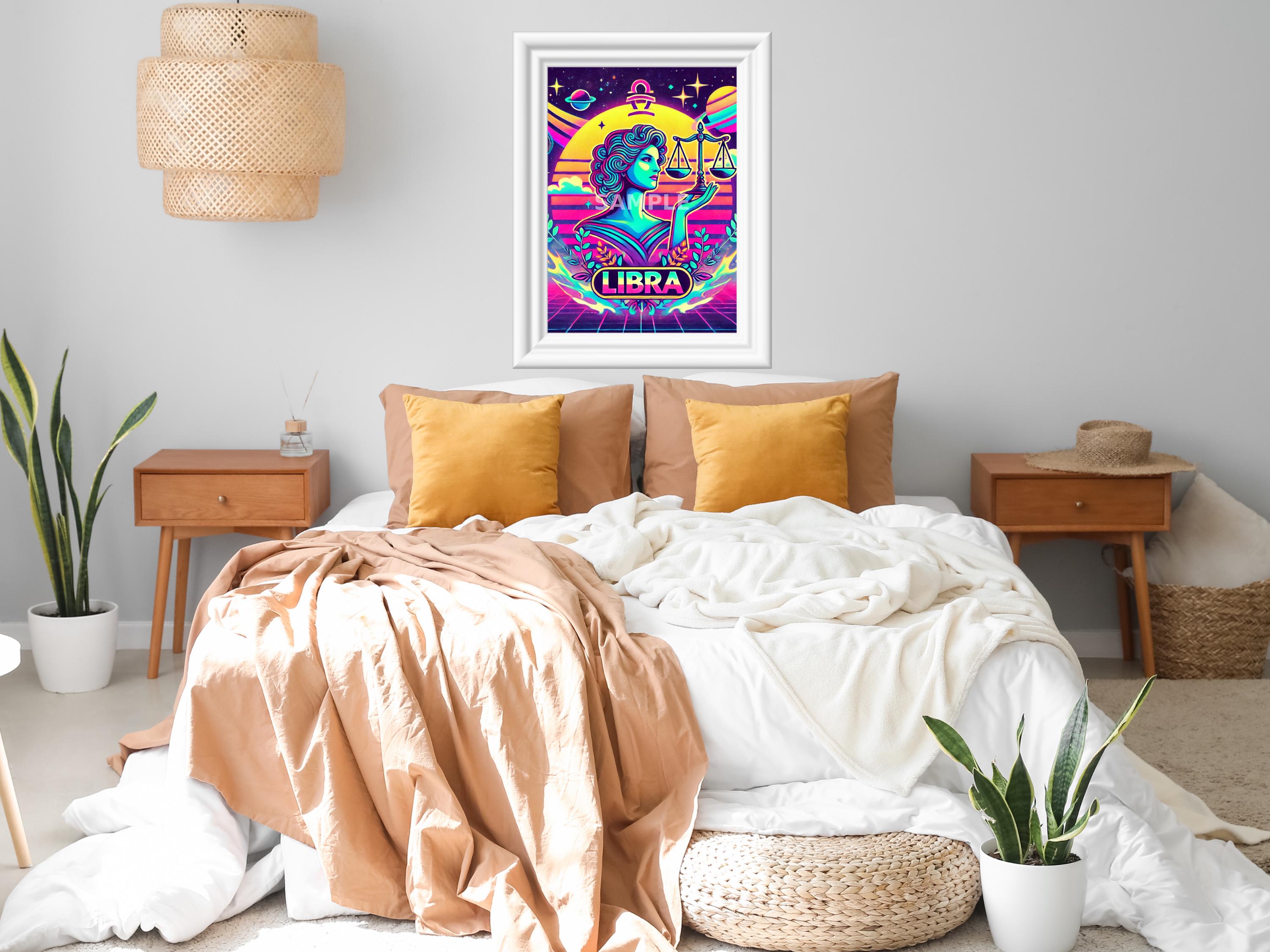 Libra Retro Retro 80s Libra Art Print: Neon Astrology (digital Download) - Etsy
