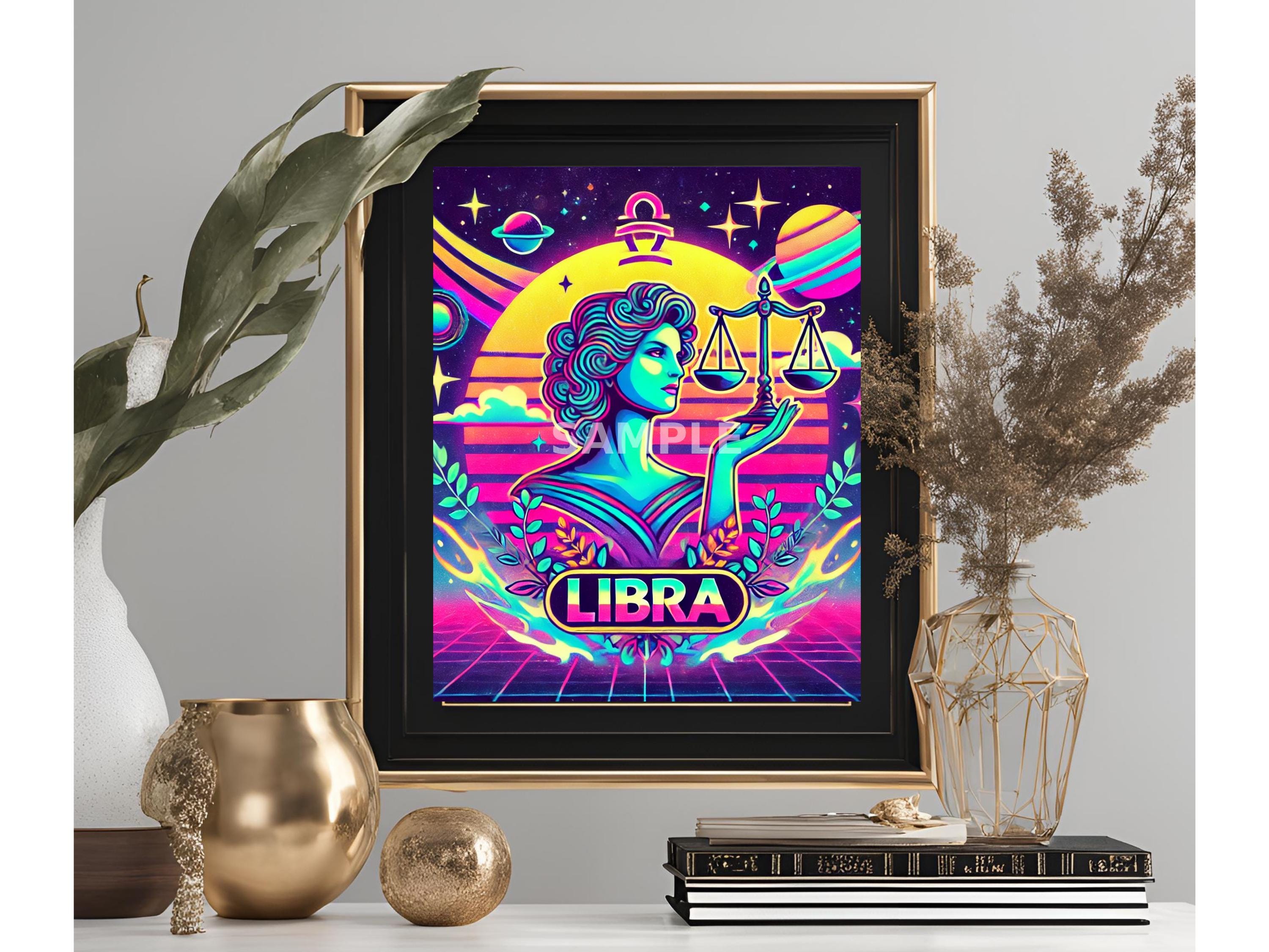 Libra Retro Retro 80s Libra Art Print: Neon Astrology (digital Download) - Etsy